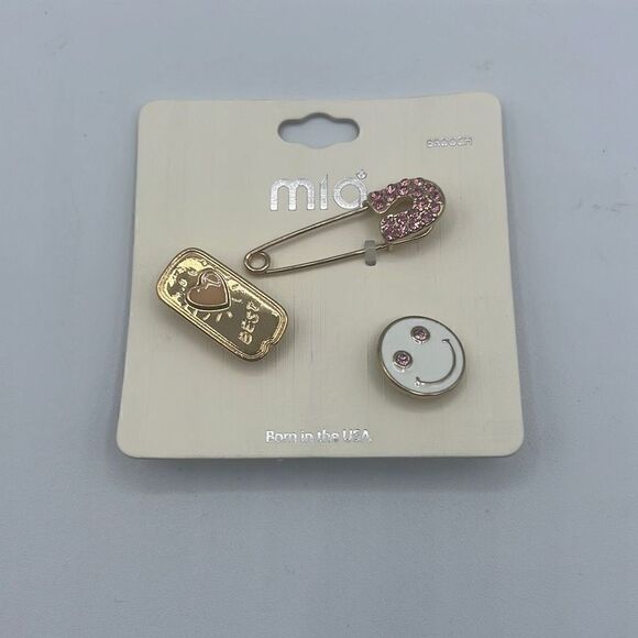 Mia Brooch & Pin Set smile best with luck - Picture 1 of 2